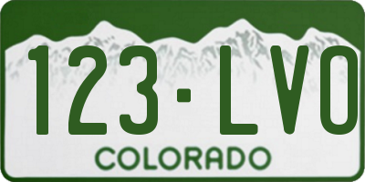 CO license plate 123LVO