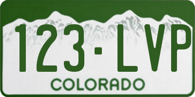 CO license plate 123LVP
