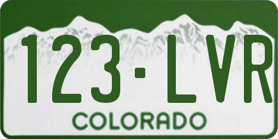 CO license plate 123LVR