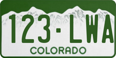 CO license plate 123LWA