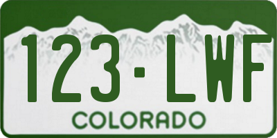 CO license plate 123LWF