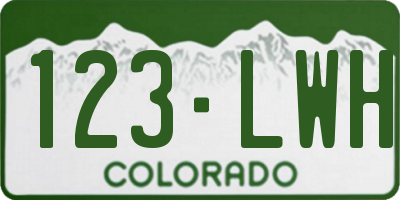 CO license plate 123LWH