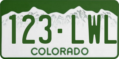 CO license plate 123LWL