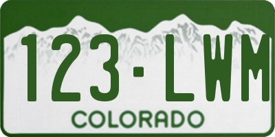 CO license plate 123LWM