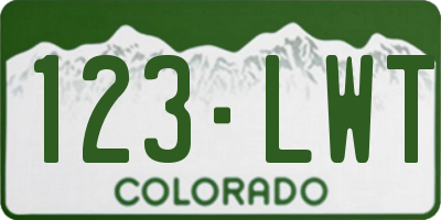 CO license plate 123LWT