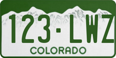 CO license plate 123LWZ