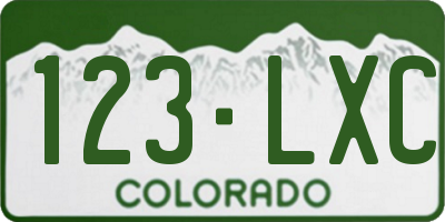 CO license plate 123LXC