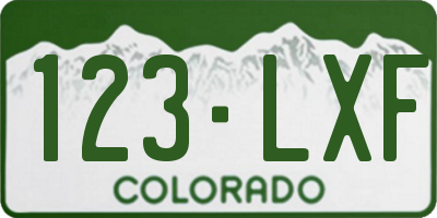 CO license plate 123LXF