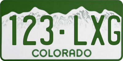CO license plate 123LXG