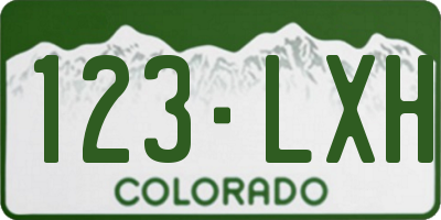 CO license plate 123LXH