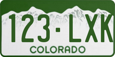 CO license plate 123LXK