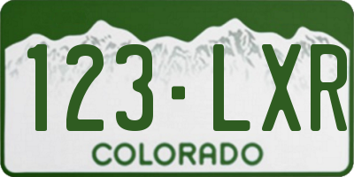CO license plate 123LXR