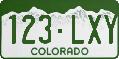 CO license plate 123LXY