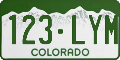 CO license plate 123LYM
