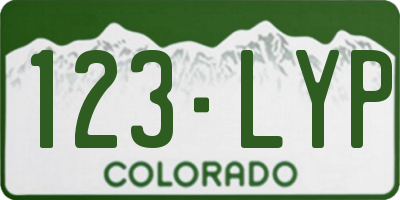 CO license plate 123LYP