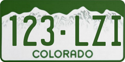 CO license plate 123LZI