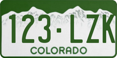 CO license plate 123LZK