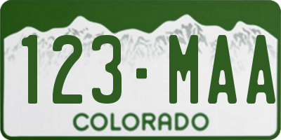 CO license plate 123MAA