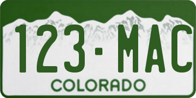 CO license plate 123MAC