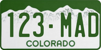 CO license plate 123MAD