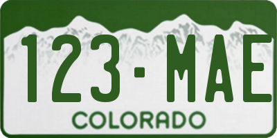 CO license plate 123MAE