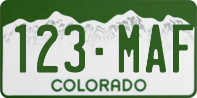 CO license plate 123MAF
