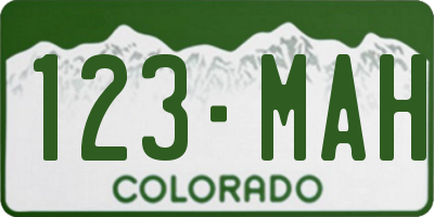 CO license plate 123MAH