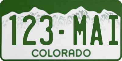 CO license plate 123MAI