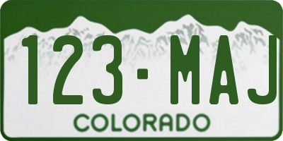 CO license plate 123MAJ