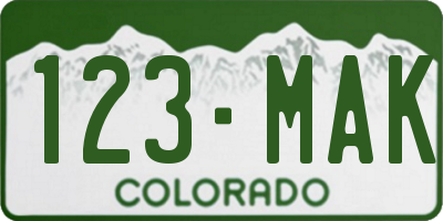 CO license plate 123MAK