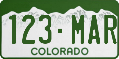 CO license plate 123MAR