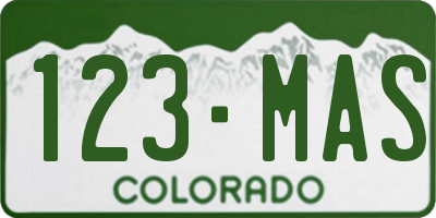 CO license plate 123MAS