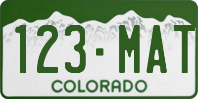 CO license plate 123MAT