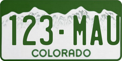 CO license plate 123MAU