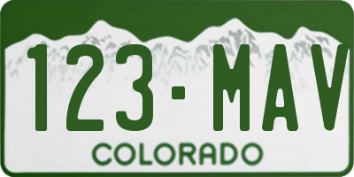 CO license plate 123MAV