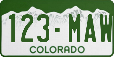 CO license plate 123MAW