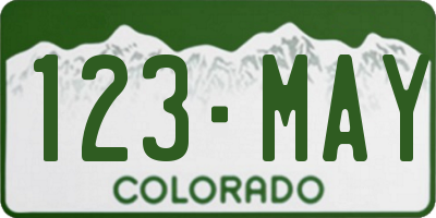 CO license plate 123MAY