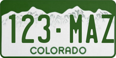 CO license plate 123MAZ