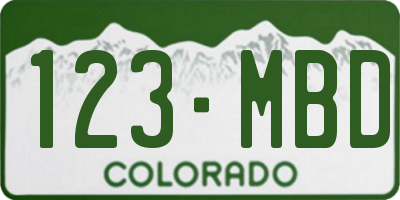 CO license plate 123MBD