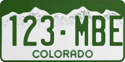 CO license plate 123MBE