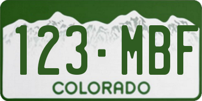 CO license plate 123MBF