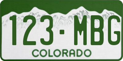 CO license plate 123MBG