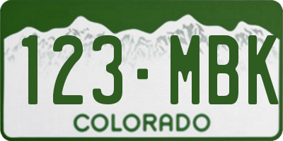 CO license plate 123MBK