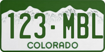CO license plate 123MBL