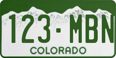 CO license plate 123MBN