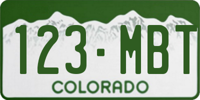 CO license plate 123MBT