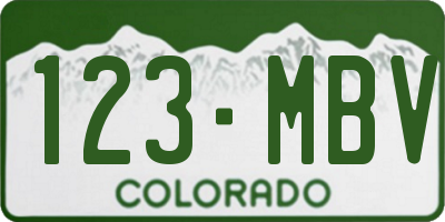 CO license plate 123MBV