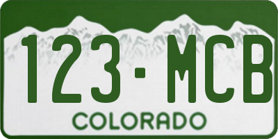 CO license plate 123MCB