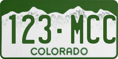 CO license plate 123MCC