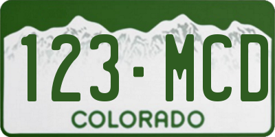 CO license plate 123MCD